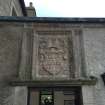 The 17th century armorial panel from Breckness House, now above the E entrance to Skaill House.