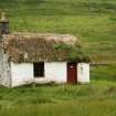 General view of small traditional cottage, Auchindrain township museum, Loch Fyne.