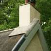 Detail of chimney stack and concrete ridge; Kirkton Cottage, Fortingall.