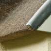 Detail of thatched roof to show netting and lead flashing; Kirkton Cottage, Fortingall.