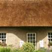 Detail of thatched roof and ridge; Mercat Green Cottage, Kinrossie.