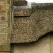Detail of ridge and chimney stack;  18th century thatched cottage, High Street, Town Yetholm.