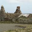 View of 19th century croft buildings in ruinous state, thatched roof no longer extant; Smithfield, Shetland.