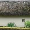 Detail of roof and ridge showing mossy vegetation on thatch; Robert Burns Cottage, Alloway.