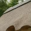 View fron SE showing reed thatch sculpted above window openings;Hugh Miller's Cottage, Cromarty.