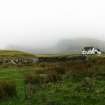 View of roofless ruins, no visible evidence remaining of formerly thatched byres; Skye, Conista.