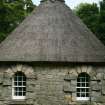 Detail of cottage showing thatch and gable end; Hopetoun House Estate.