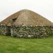 View of thatched outbuilding; Reumisgarry, North Uist.