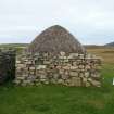 Rear view of roof with stone weights; 9 Locheport, North Uist.