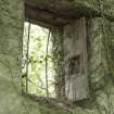 Malt barn/ store, west wall, detail of inside of upper window with shutter and hatch