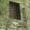 Malt barn/  store, west wall, detail of barred window at 1st floor level