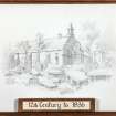 Drawing of church inscribed "12th century to 1836"
