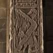 Dupplin Pictish cross, detail of panel showing harper on face d (including scale)