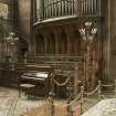 Chancel. Choir stalls on east side.