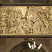 Chancel. Marble panel depicting the Nativity on north wall.