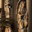 Chancel. Detail of carved angel on end of choir stall.