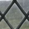 East window. Detail of writing etched on glass. (Image reversed for legibility.) 'July 5th 1870'