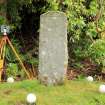 Photograph of Raasay Pictish cross slab during laser scanning