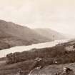 View over Loch Voil showing Stronvar House and Kirkton Farm 
Photograph Album No.39: Travels Album p.21
Album in book format, light brown leather, embossed, gilt inlay
Insc: (1st page) "PARKINS/GOTTO" (188761891)
(14"x11")

