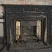 Ground floor, drawing room (now burnt out), detail of fireplace