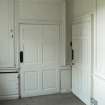 Ground floor, gun room, view of door and panelling