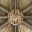 Choir, ceiling, detail of carved boss (The Nativity)