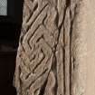Cross fragment, detail of key pattern on edge of stone