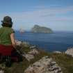 Georgina Brown looking across to Boreray from The Gap