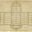 Edinburgh Academy.
Plan of foundations showing dimensions.
Titled: 'New High School No.2'  '131 George Street July 4th 1823'