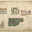 Innerleithen, Bellenden.
Sections AA, BB and CC, basement and roof plans.
Insc:  'Drawing No 2'.  '42 Frederick St Edinr April 1903'.


