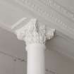 Ground floor. West office. Detail of pillar and cornice.