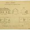 Drawing of plans, elevations and section of chauffeur's cottage, Riechip House.