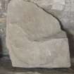 View of medieval cross slab fragment.