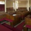 Ceres Parish Church, view showing box pews which house the long communion tables with dividers in situ from west.