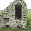South range, kiln, view from west showing kiln doorway, store to right, draught hole and ?peat store to left