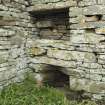 South range, kiln, detail of firebox and storage recess