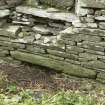 South range, west end, detail of drain in end wall