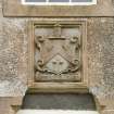 Detail of coat of arms above 1st floor window on north west front