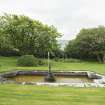 Fountain and walled garden, view from east