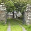 View through entrance gates to north