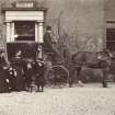 View of coach and horse in front of entrance doorway, titled 'Place of Bonhill 1900, "Hanna" on box'; Mrs Stanley, Mother, Dorothy, Marjorie, Robertson'.
PHOTOGRAPH ALBUM NO.116: D M TURNBULL