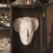 Detail of wooden box (open) housing cast of Mary Queen of Scots ?death mask