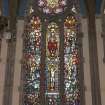 View of stained glass window on north east wall