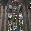 View of stained glass window on south west wall