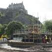 Fountain dismantled to lower level, view from north west with castle behind