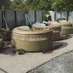 View of four large bowls after removal