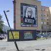 View of Billy Connolly mural (John Byrne) from east.