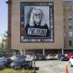 View of Billy Connolly mural (John Byrne) from east.