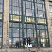 Detail of painted bronze-plated, cast-iron panels on Dundee Street elevation of Fountainbridge Public Library, 137 Dundee Street, Edinburgh