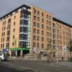 View of student accommodation at IQ Fountainbridge, 114 Dundee Street, Edinburgh, from south-east